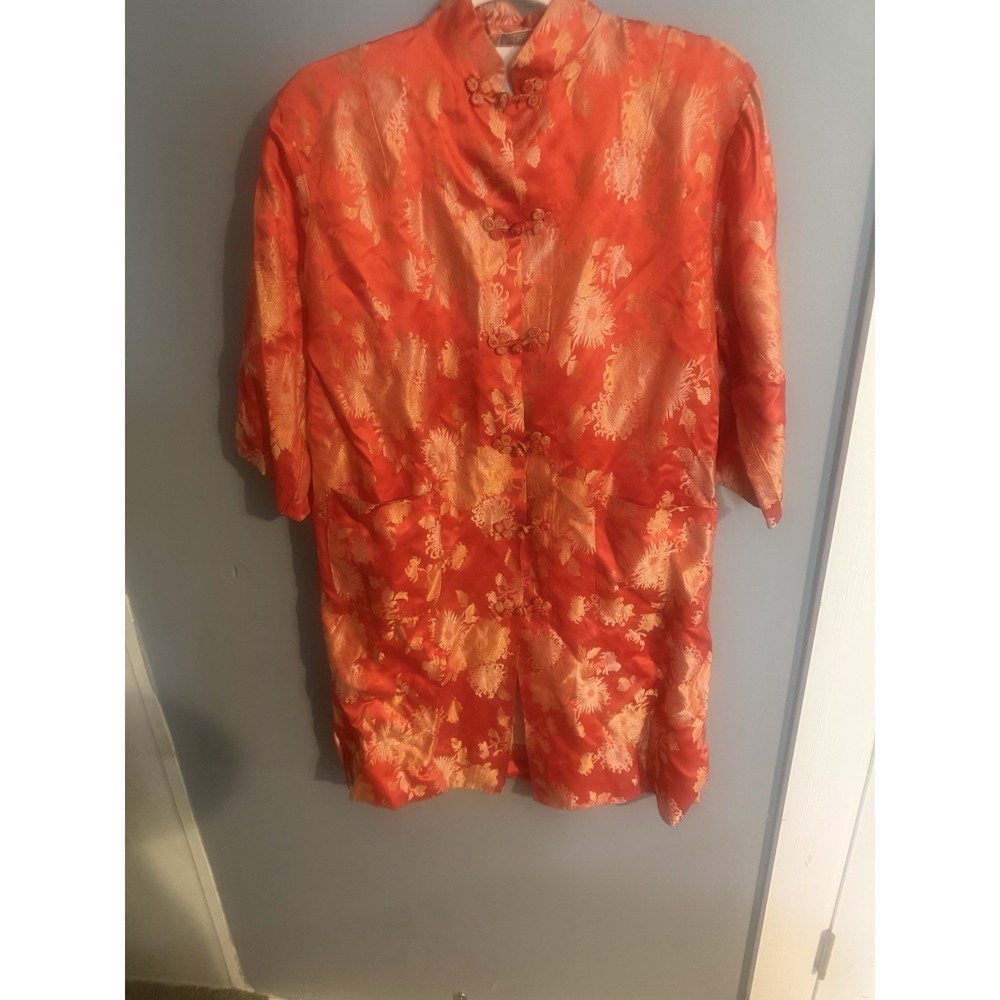 Vintage Red‎ Oriental Kimono Robe Best Quality Made In Japan Size M